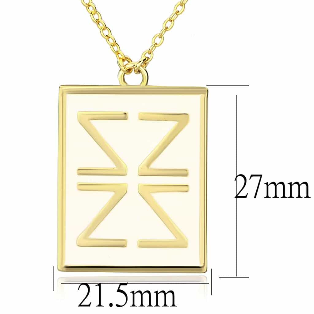 Brass Gold Enamel Geometric Square Pendant Necklace view 2
