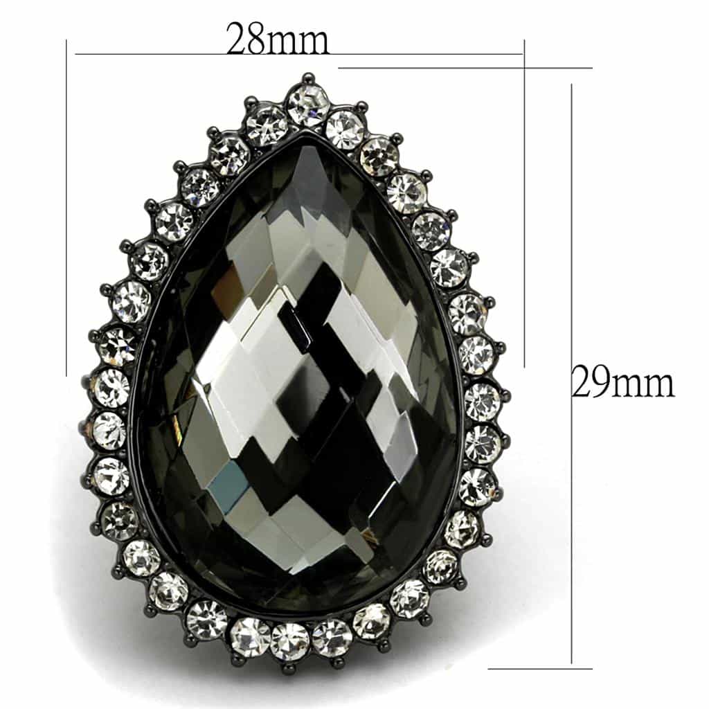 Brass Black Onyx Oval CZ Halo Dome Cocktail Ring view 2