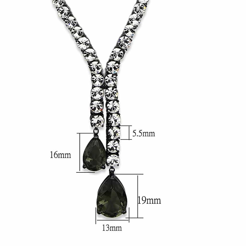 Brass Gunmetal CZ Pear Drop Y Pendant Necklace view 2