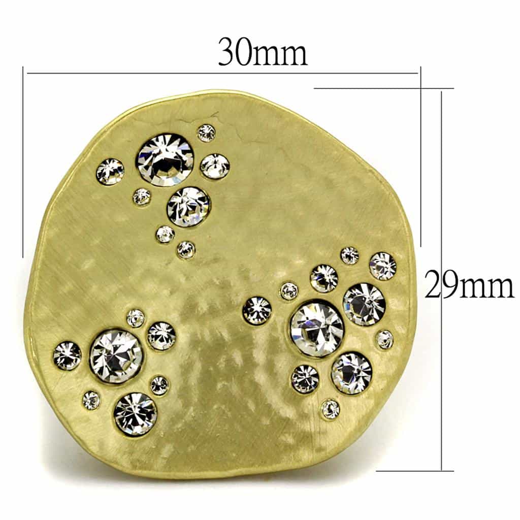 Brass Gold Hammered CZ Scattered Dome Cocktail Ring view 2