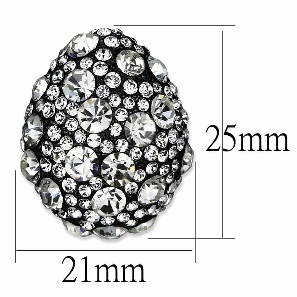 Brass Gunmetal CZ Pave Oval Cluster Stud Earrings view 2