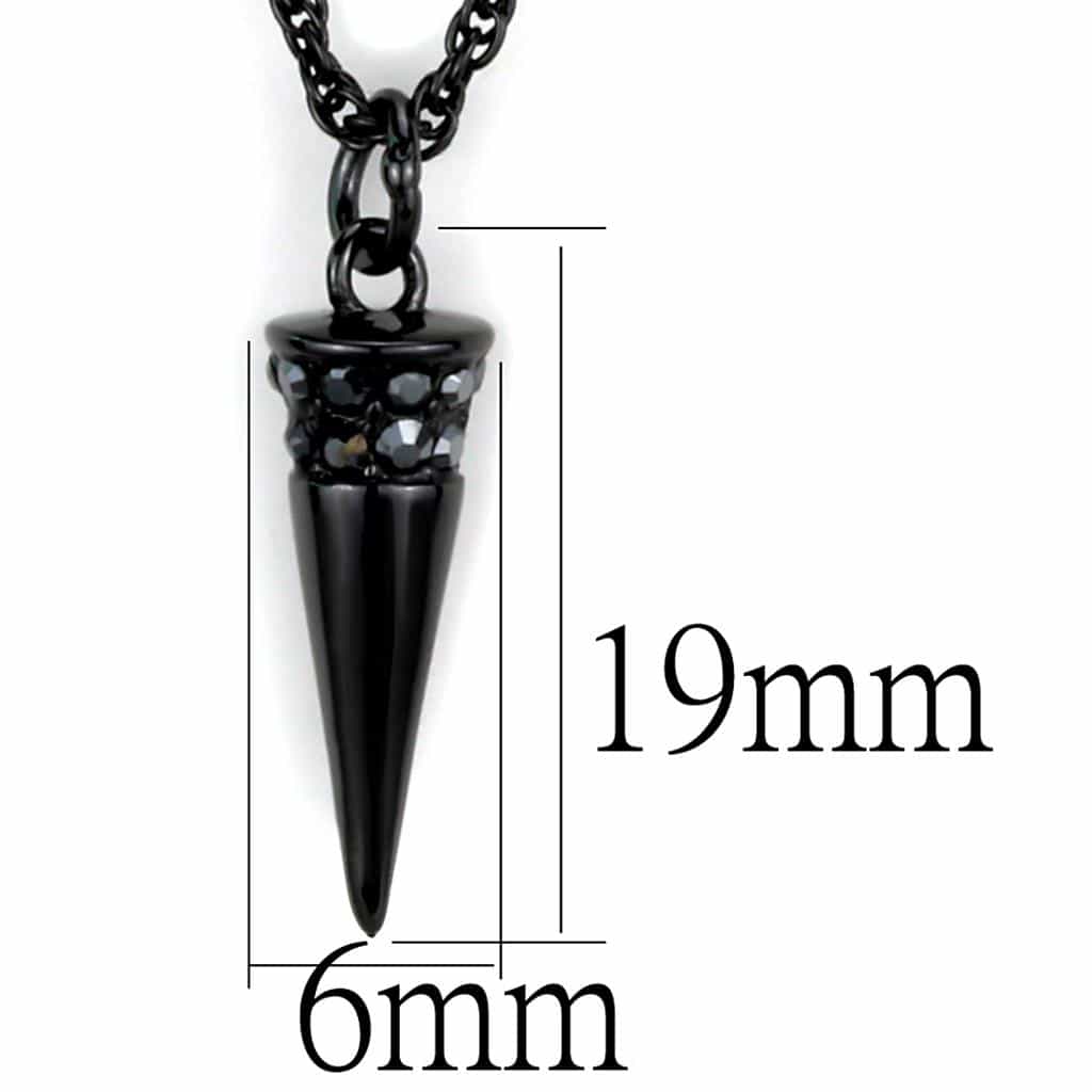 Brass Black CZ Spike Cone Pendant Necklace view 2