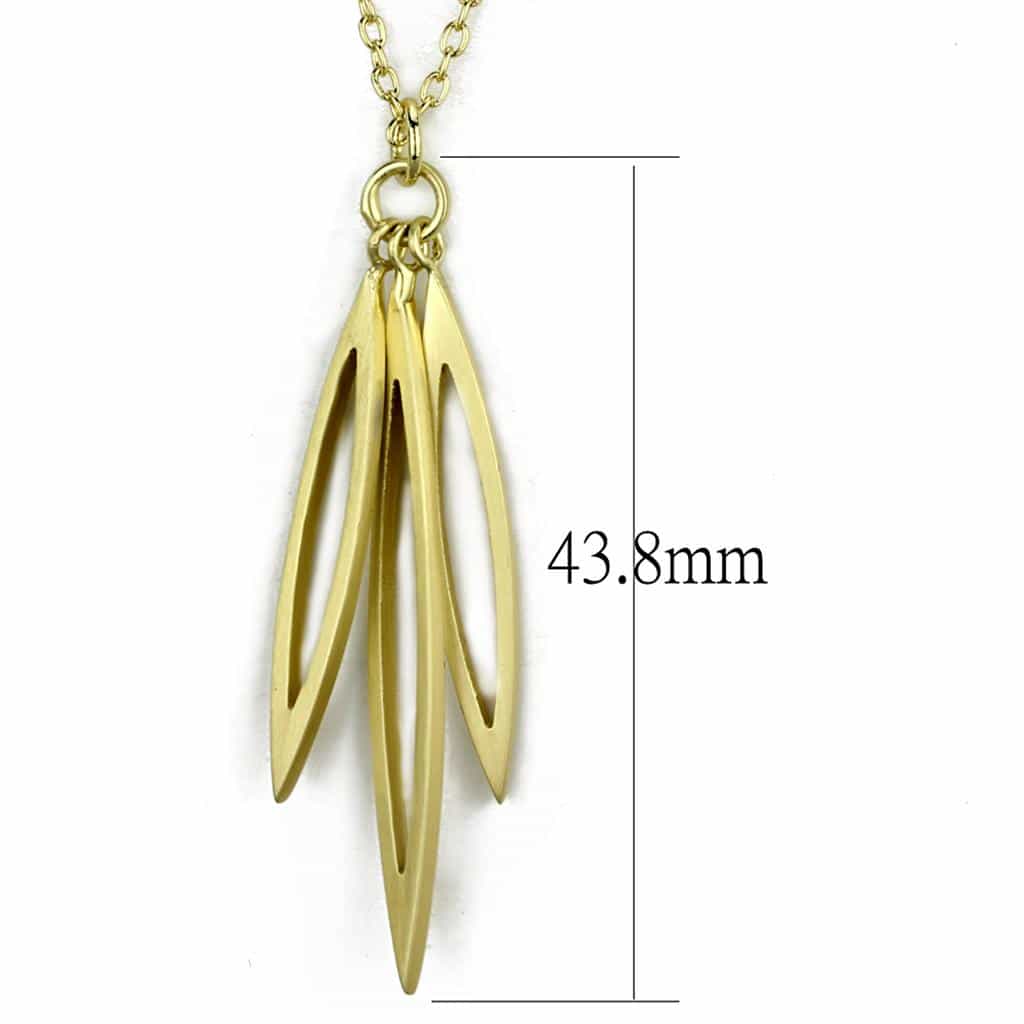 Brass Gold Triple Leaf Feather Pendant Necklace view 2