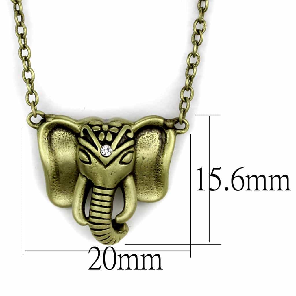 Brass Antique Gold Elephant Head Pendant Necklace view 2