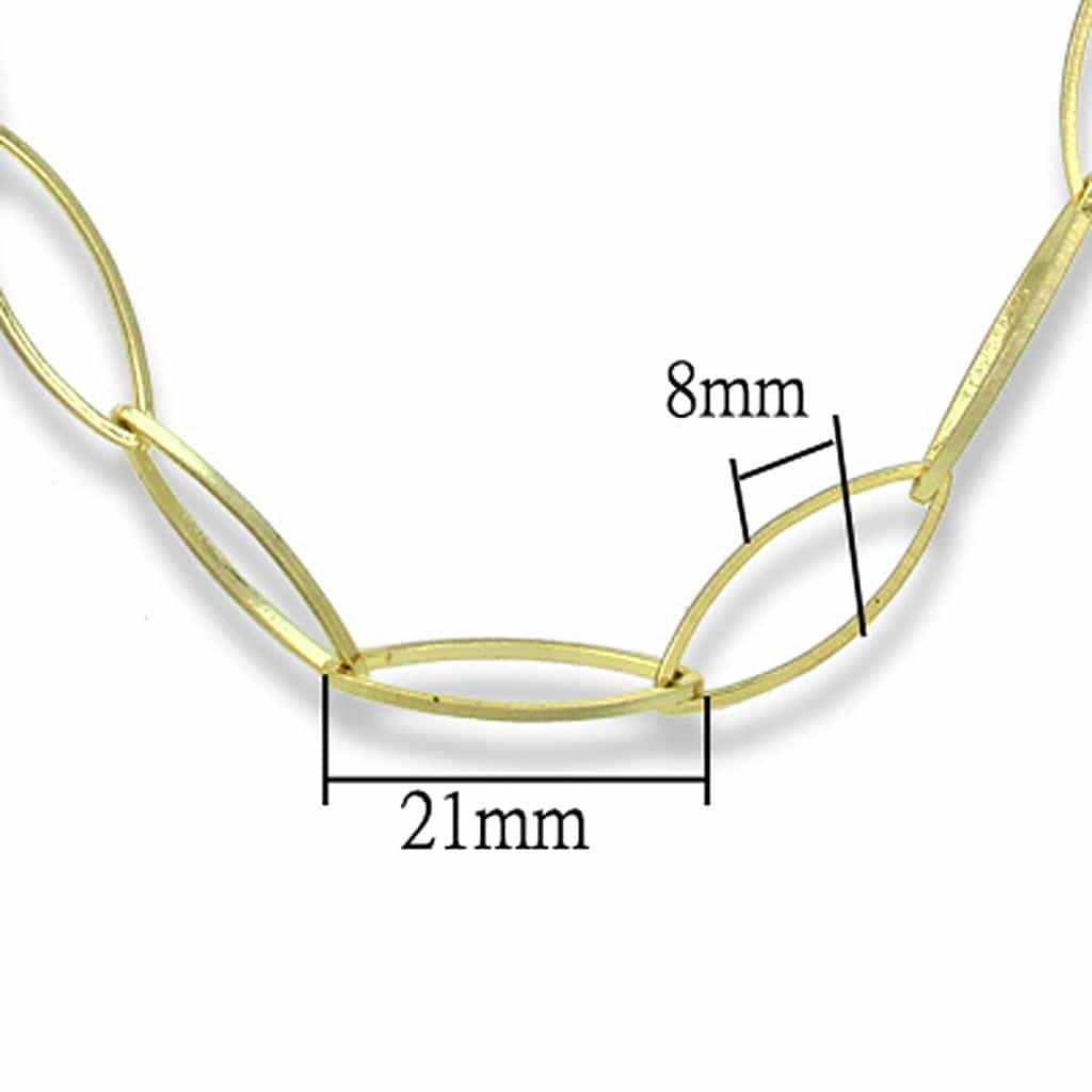 Brass Gold Open Oval Link Long Chain Necklace view 2