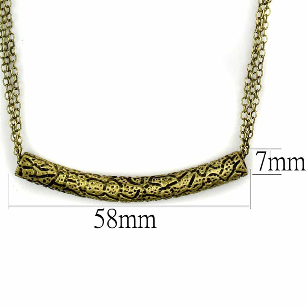 Brass Antique Gold Textured Curved Bar Multi Chain Necklace view 2