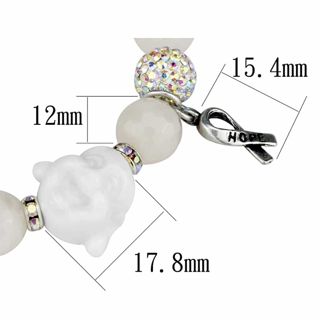 Brass Pink Rose Quartz Aurora Borealis CZ Ball Hope Bracelet view 2