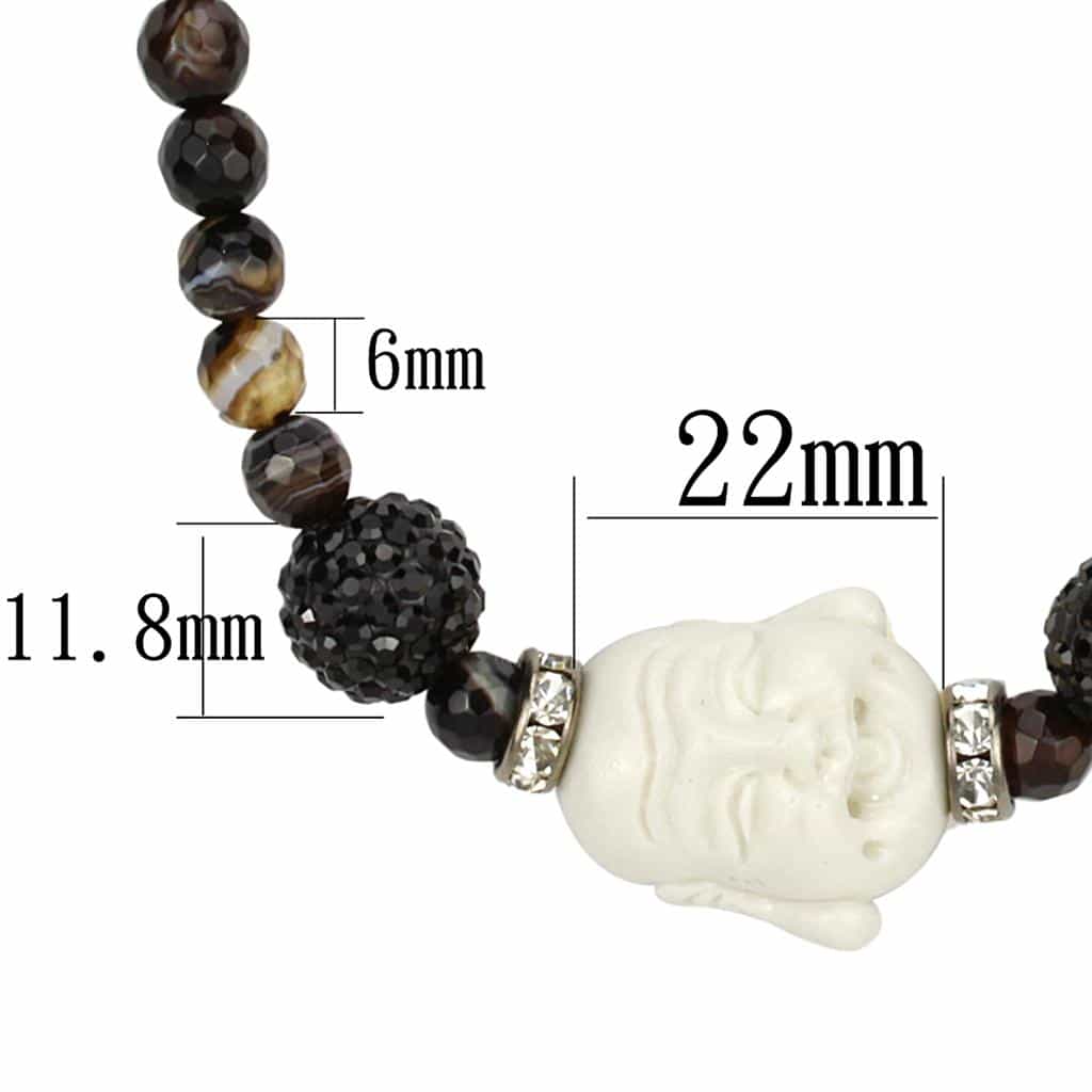 Brass Tiger Eye Brown Agate Black CZ Ball Buddha Bead Necklace view 2