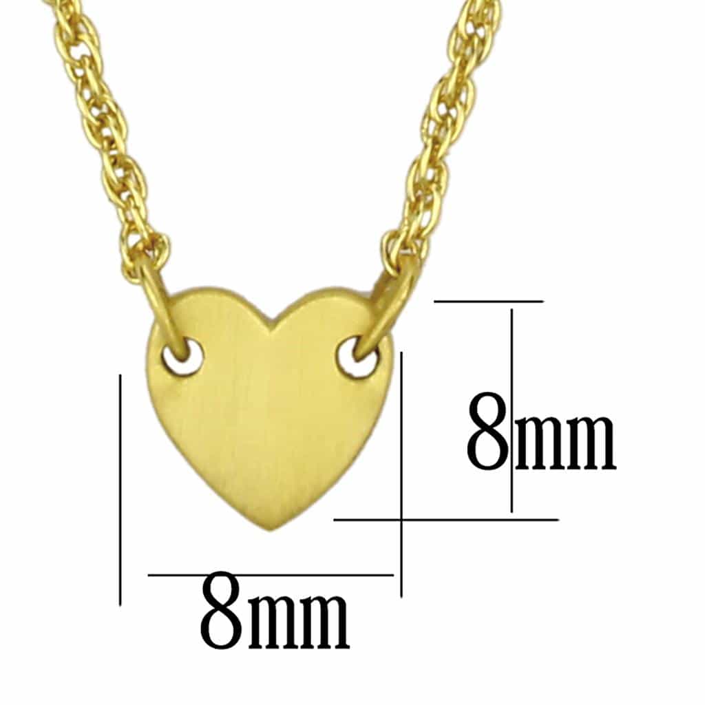 Brass Gold Polished Heart Pendant Necklace view 2