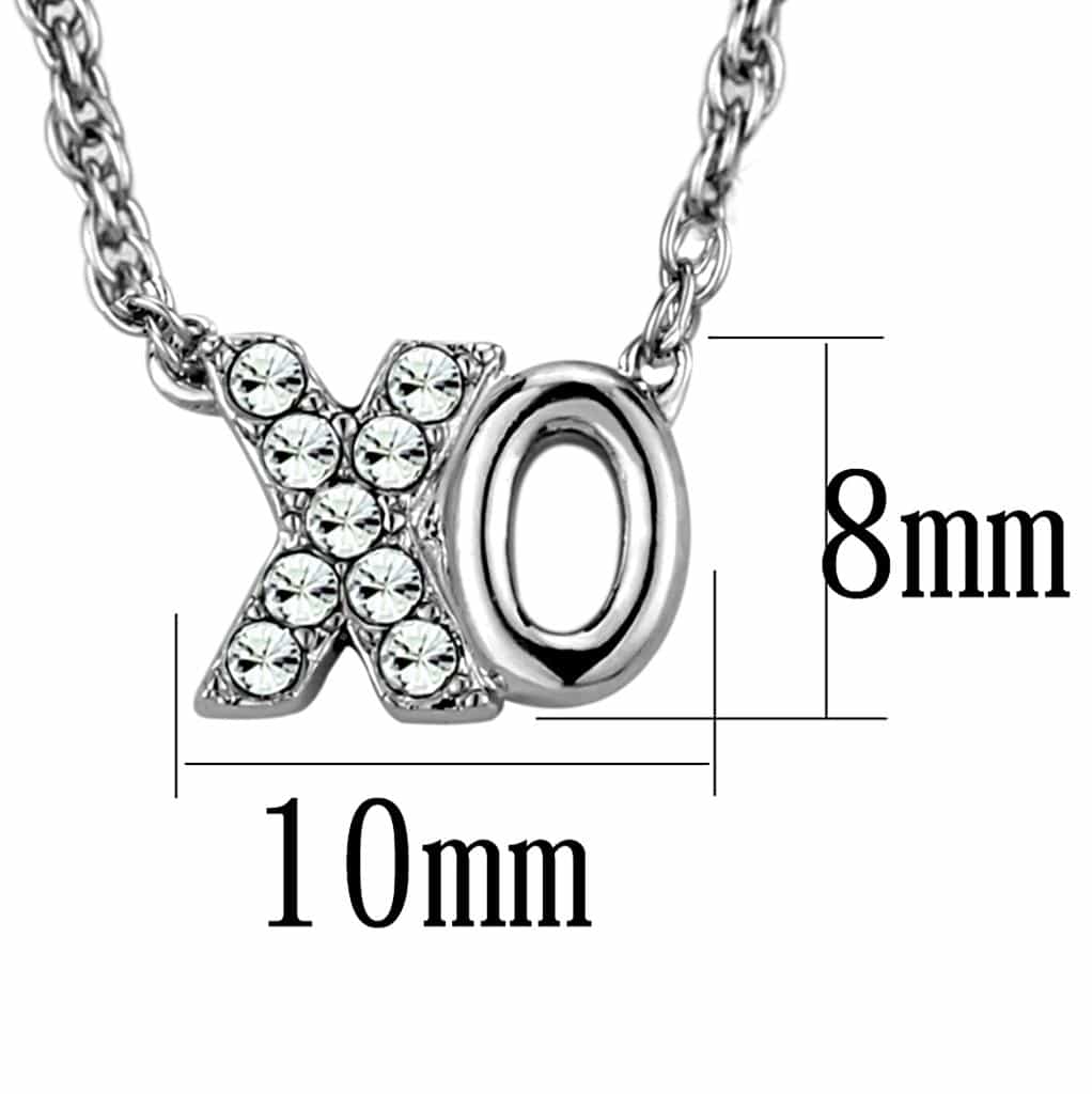 Brass Silver CZ XO Hugs Kisses Pendant Necklace view 2