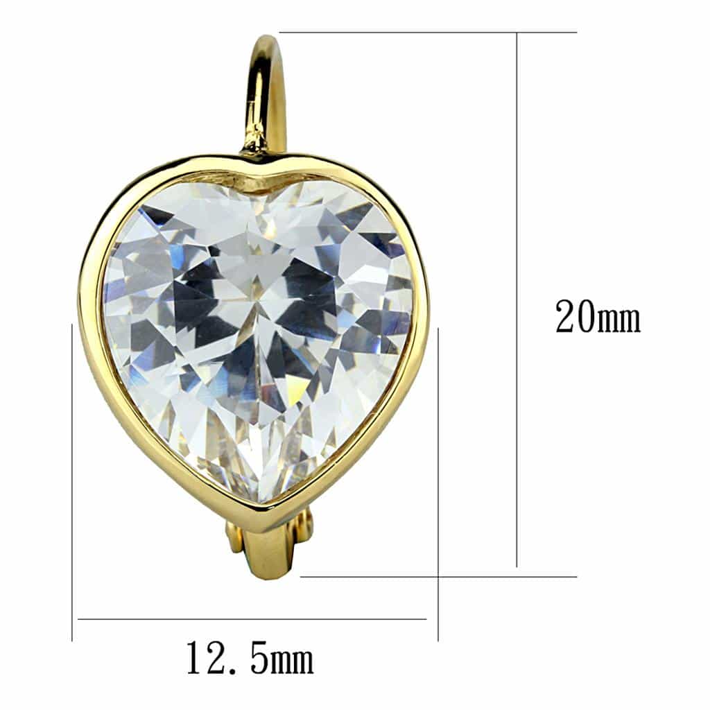 Brass Gold CZ Heart Leverback Earrings | The Stainless Jewelry view 2
