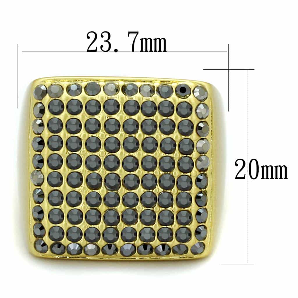 Brass Gold Black CZ Pave Square Signet Cocktail Ring view 2