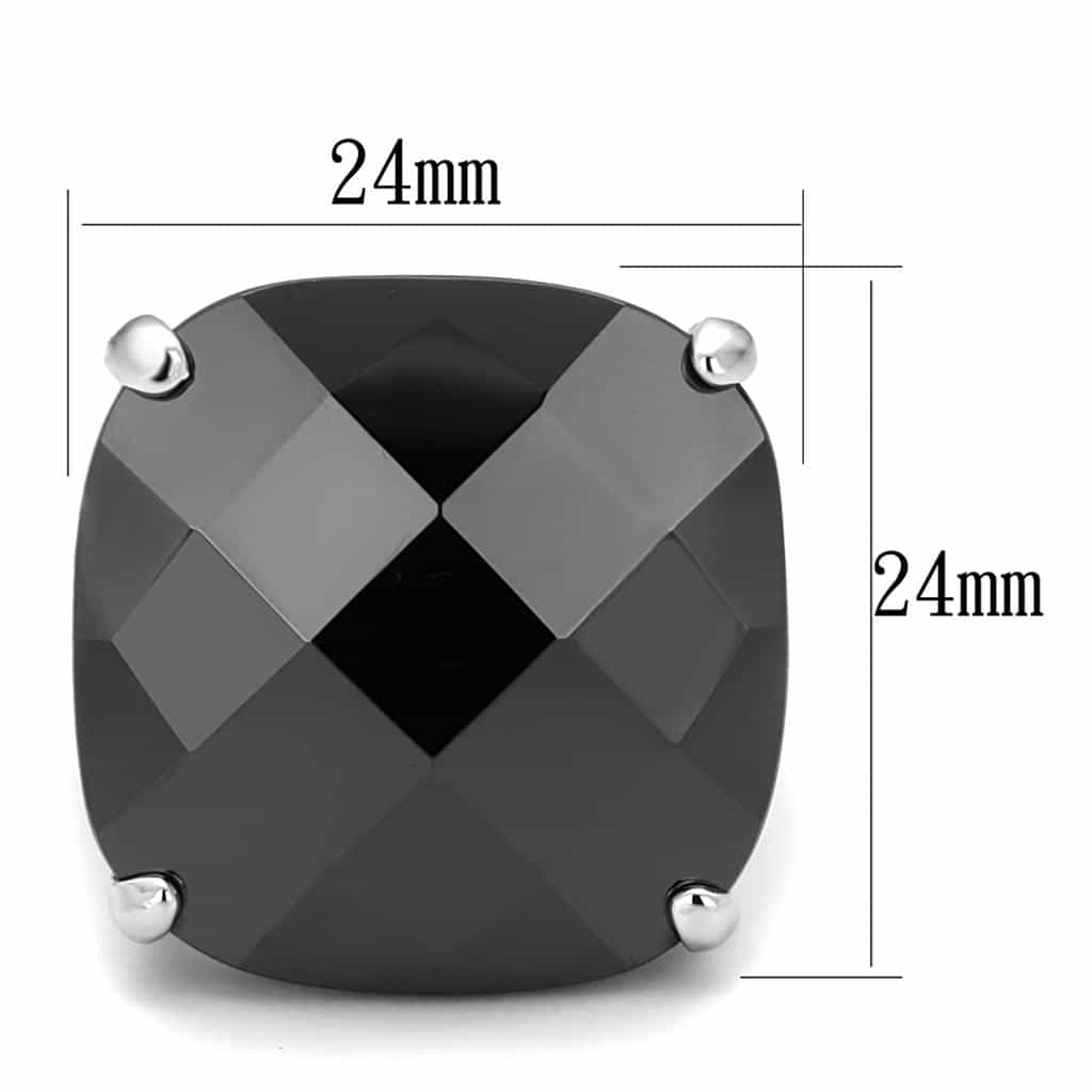 Brass Silver Black Faceted Cushion Prong Set Cocktail Ring view 2
