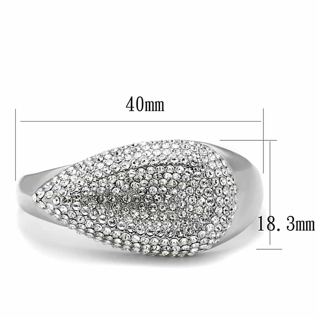 Brass Silver CZ Pave Marquise Eye Dome Cocktail Ring view 2