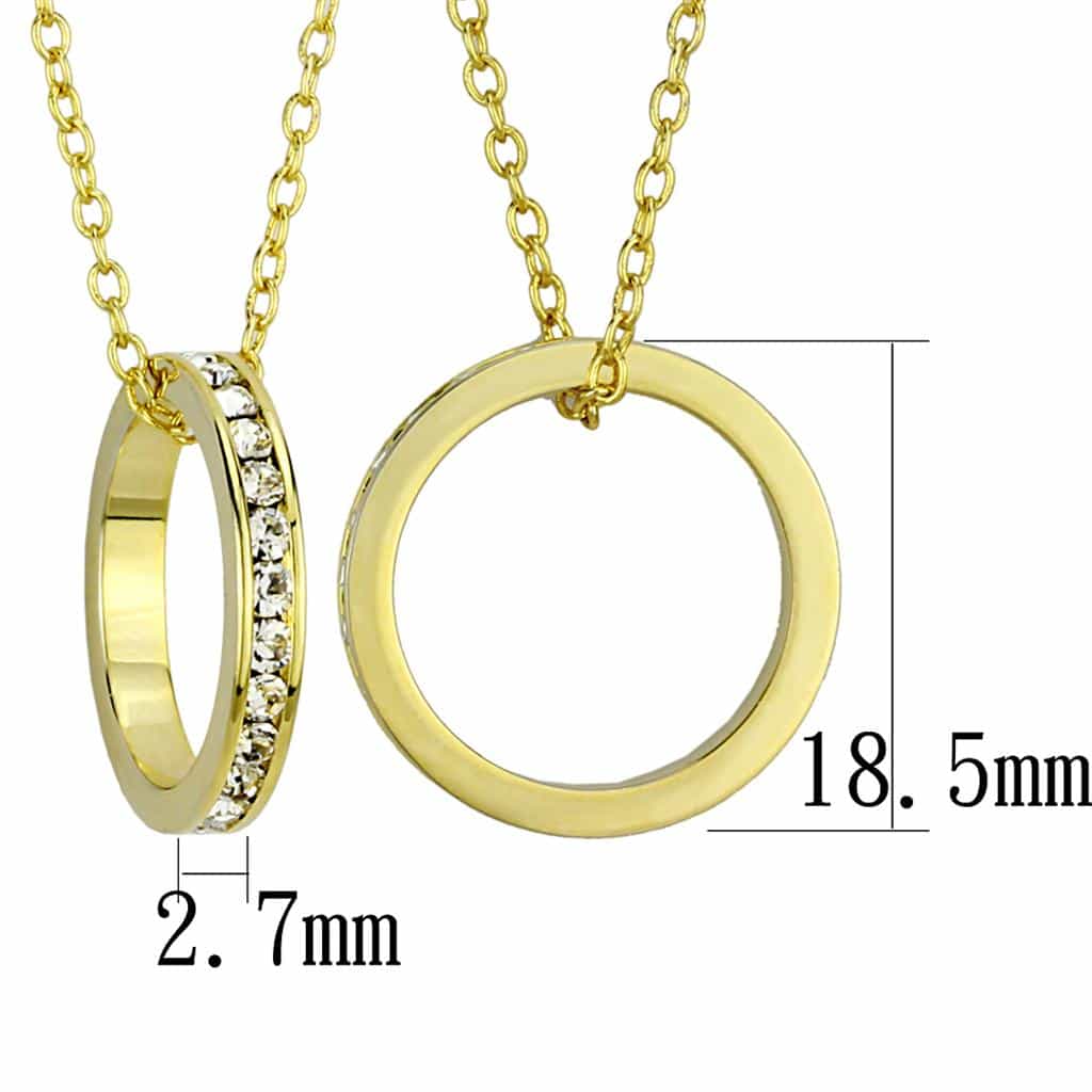Brass Gold CZ Channel Set Open Circle Pendant Necklace view 2