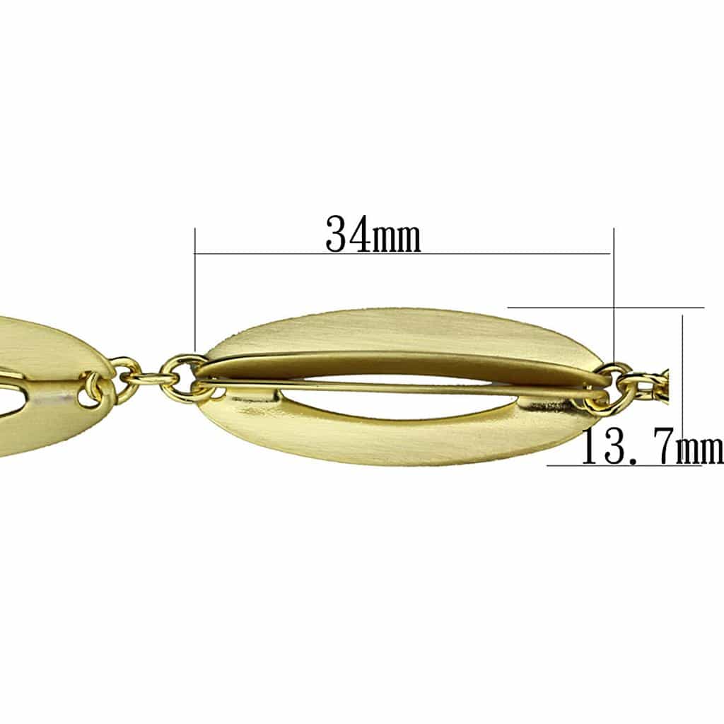 Brass Gold Brushed Satin Open Oval Link Bracelet view 2