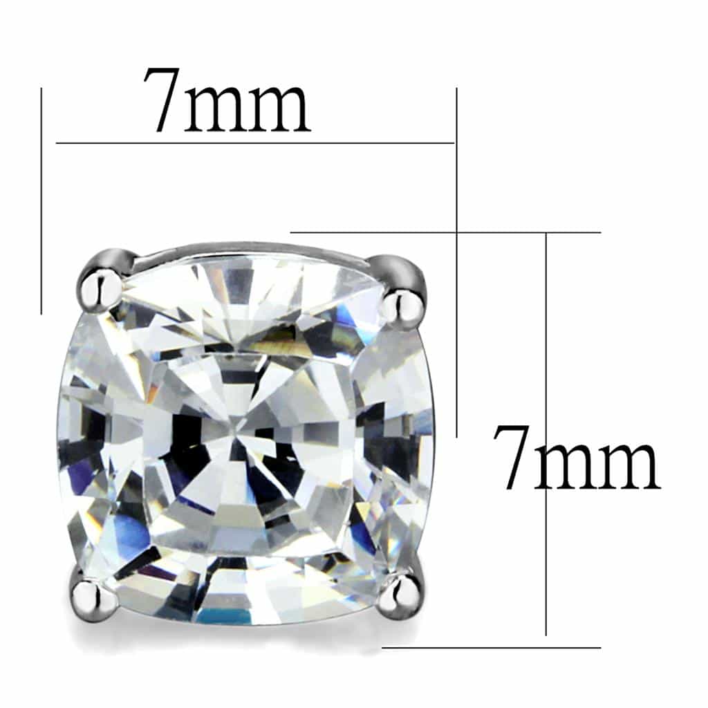 Brass Gunmetal CZ Cushion Cut Solitaire Stud Earrings view 2