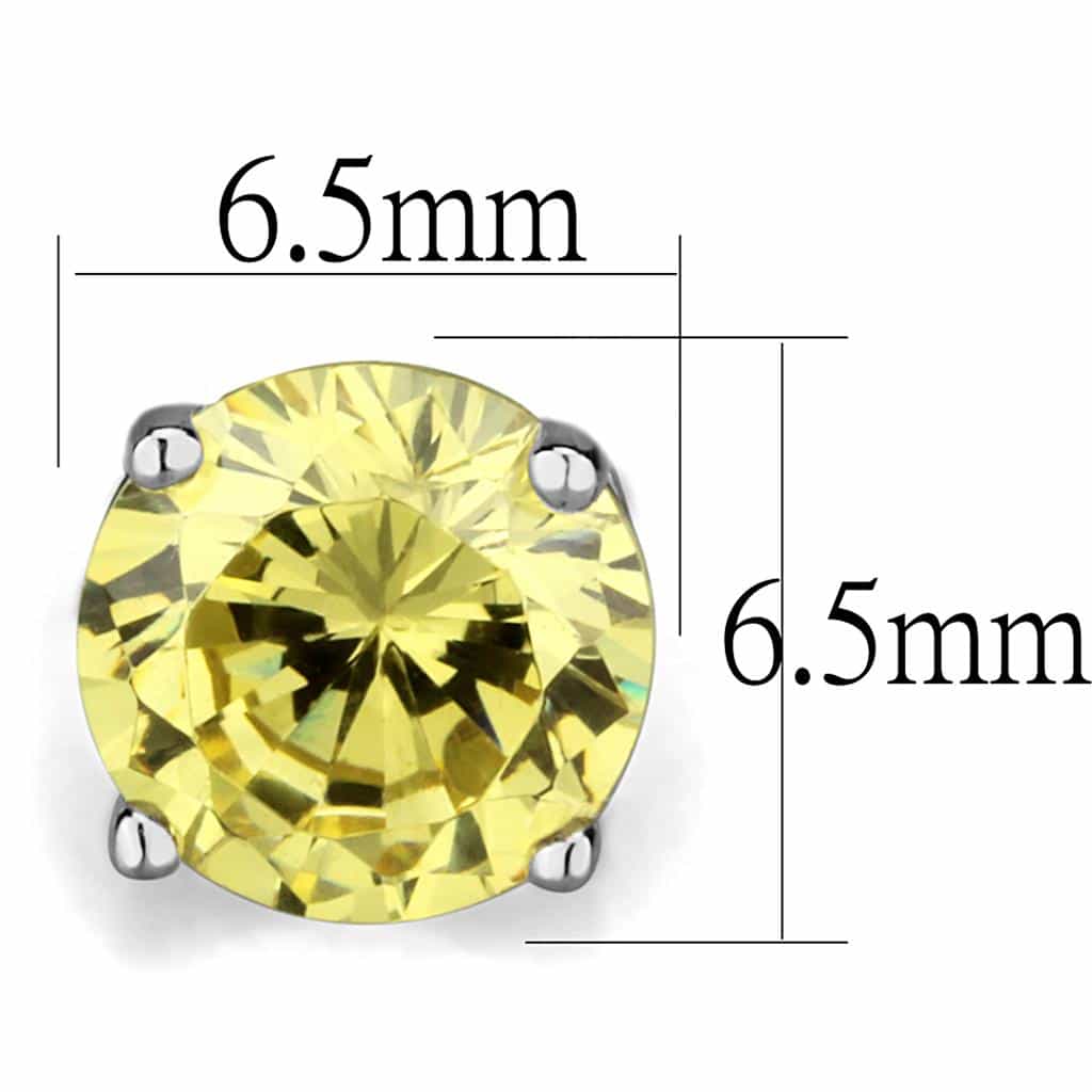 Brass Gunmetal Yellow CZ Round Solitaire Stud Earrings view 2
