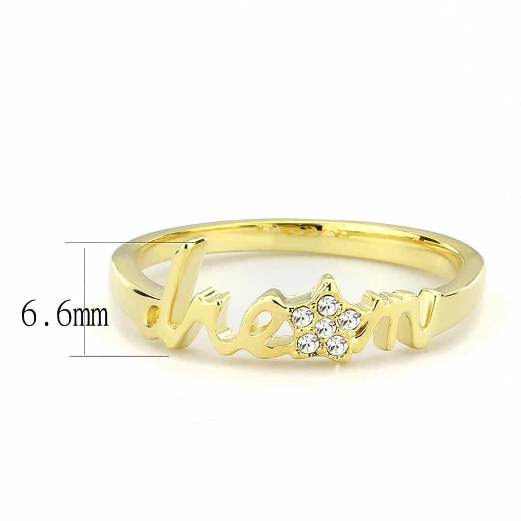 Brass Gold CZ Script Dream Word Ring | The Stainless Jewelry view 2