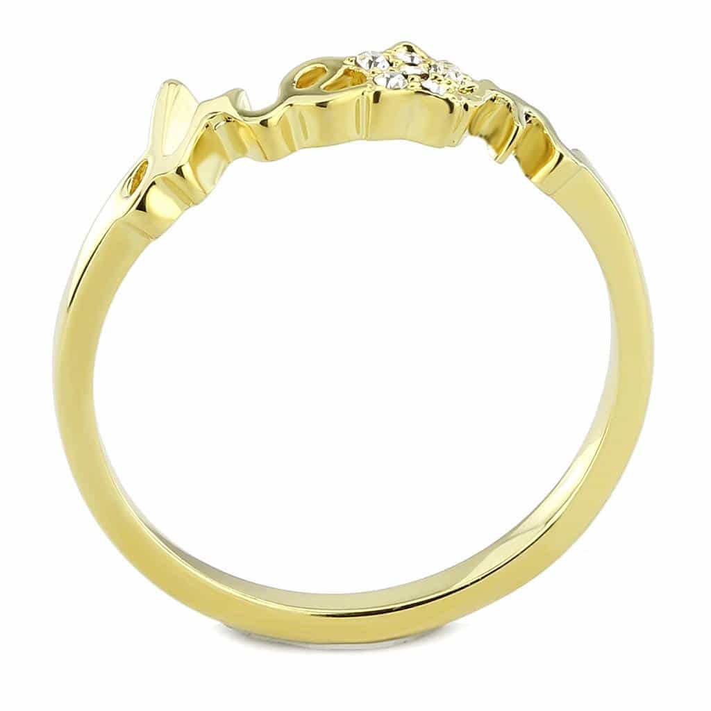 Brass Gold CZ Script Dream Word Ring | The Stainless Jewelry view 3