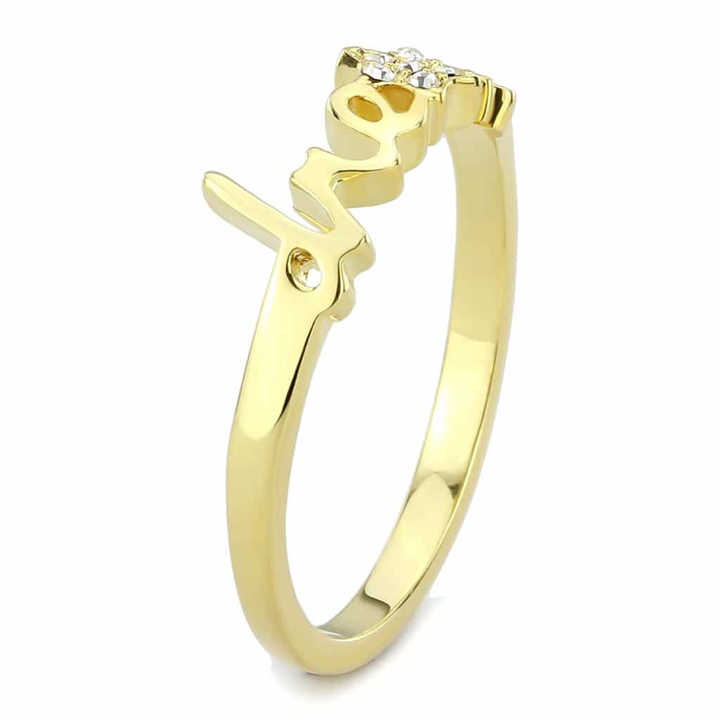 Brass Gold CZ Script Dream Word Ring | The Stainless Jewelry view 4