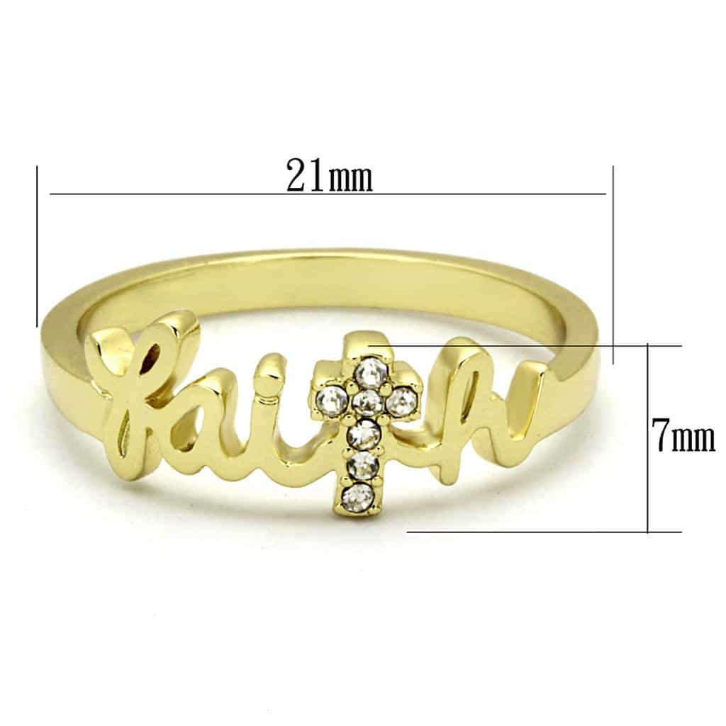 Brass Gold CZ Script Faith Word Ring | The Stainless Jewelry view 2