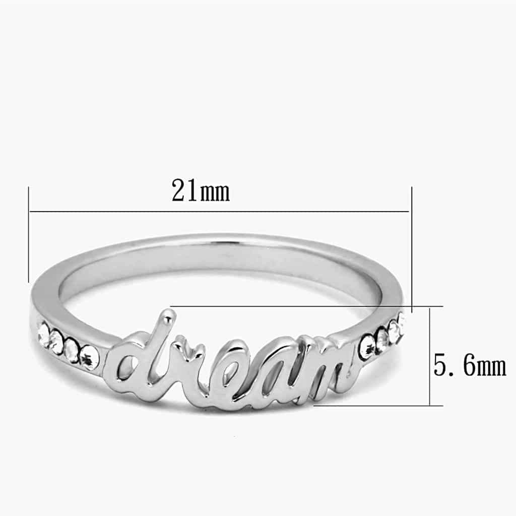 Brass Silver CZ Script Dream Word Ring | The Stainless Jewelry view 2