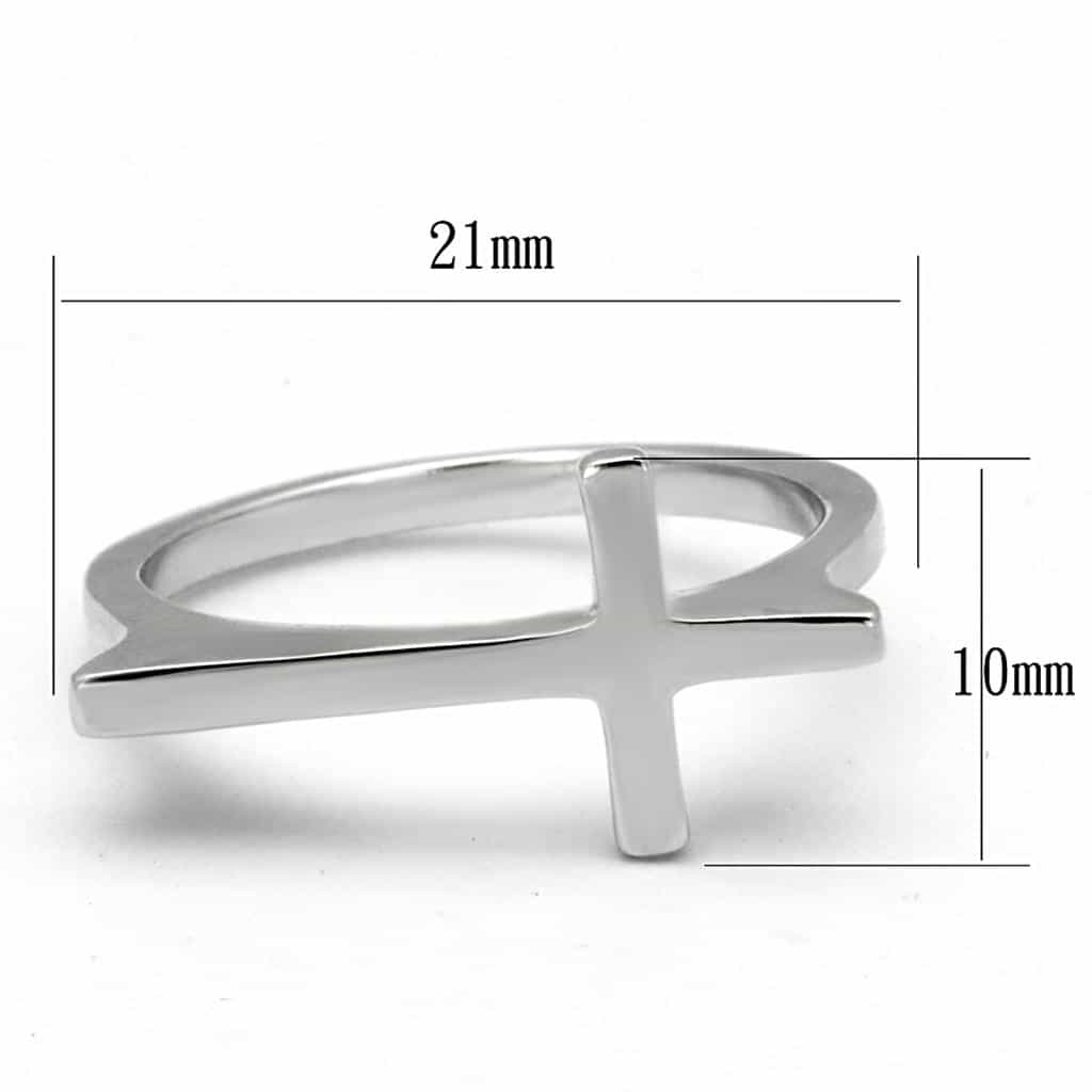 Brass Silver Polished Plain Cross Ring | The Stainless Jewelry view 2