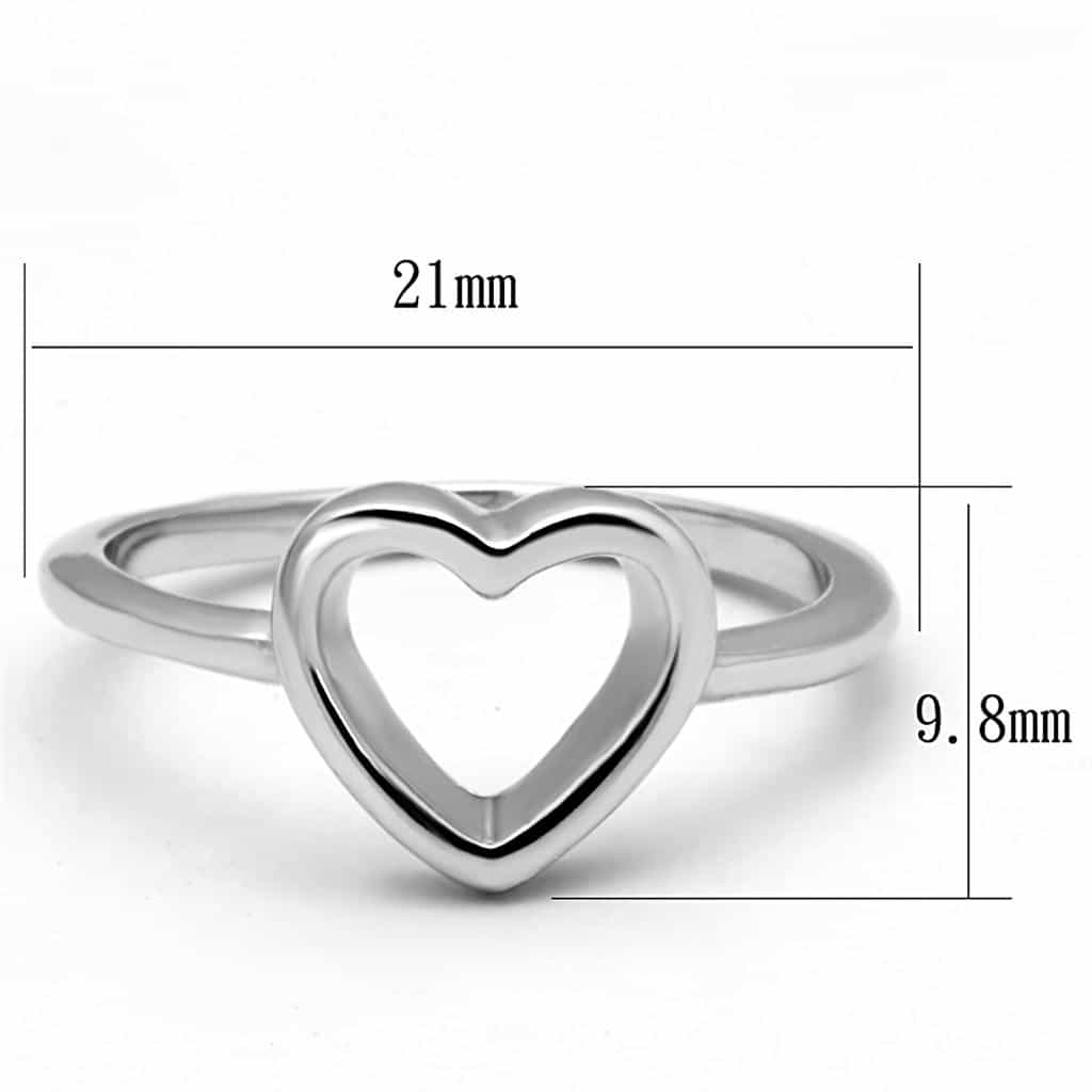 Brass Silver Open Heart Outline Ring | The Stainless Jewelry view 2