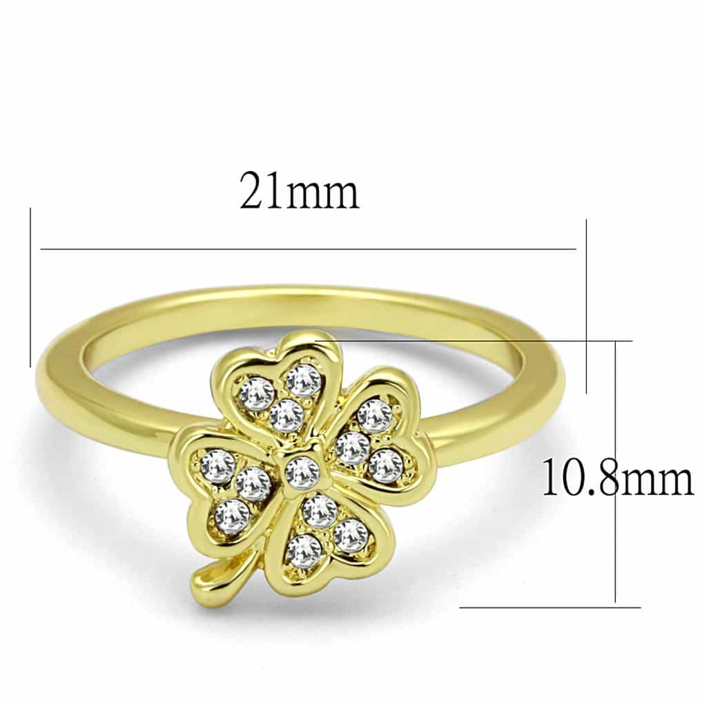 Brass Gold CZ Four Leaf Clover Ring | The Stainless Jewelry view 2
