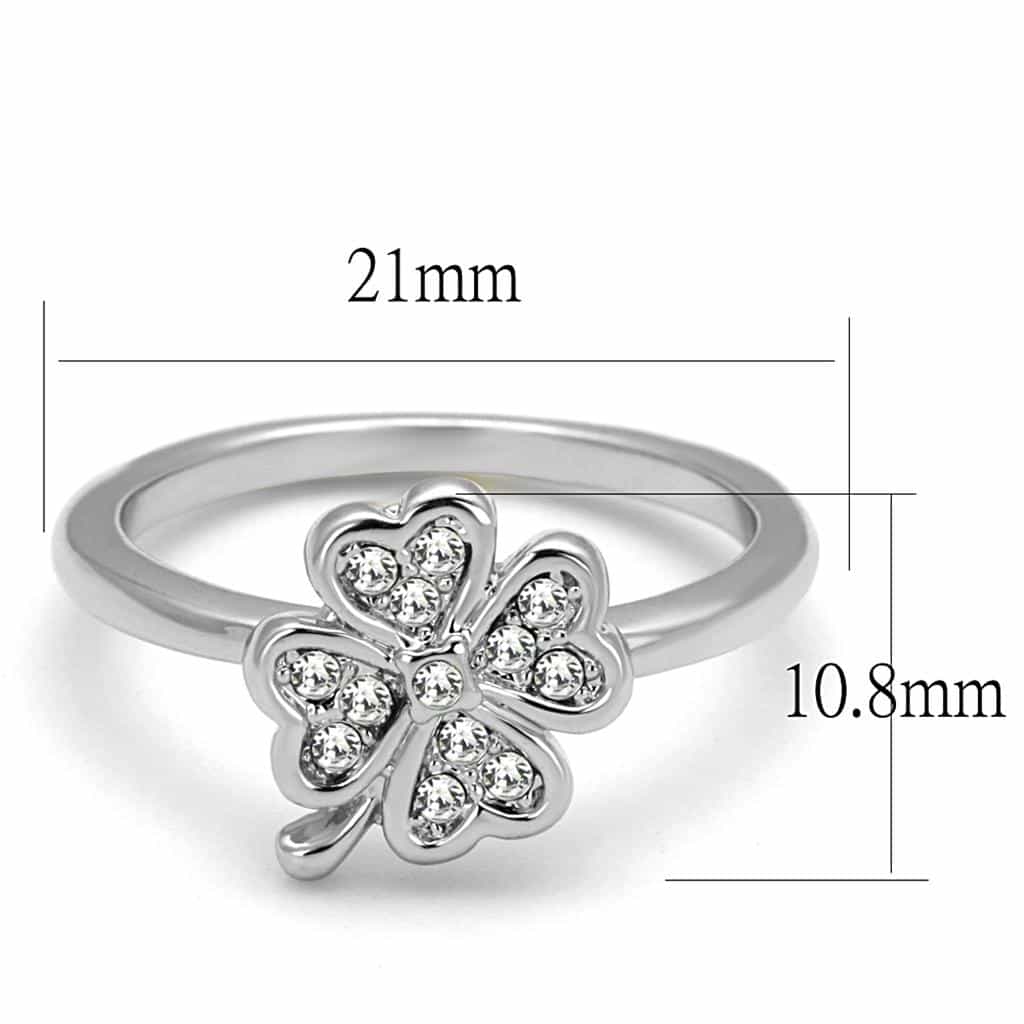 Brass Silver CZ Four Leaf Clover Ring | The Stainless Jewelry view 2