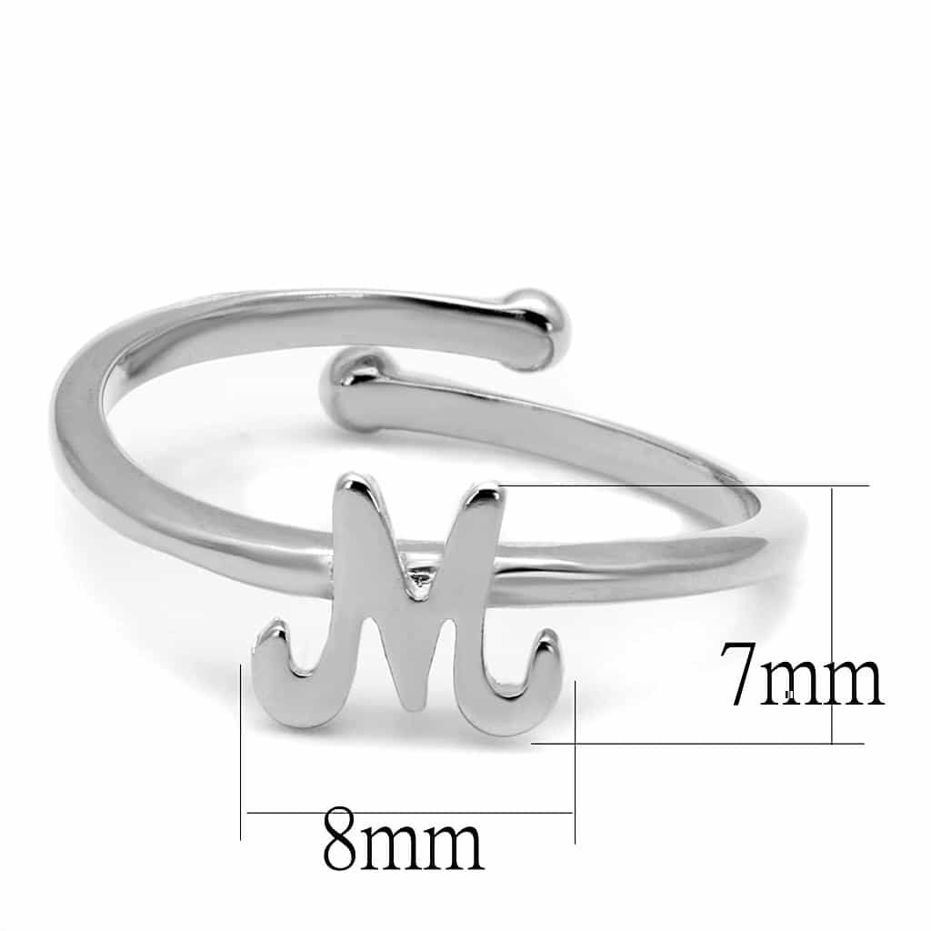 Brass Silver Script Letter M Initial Toe Ring view 2