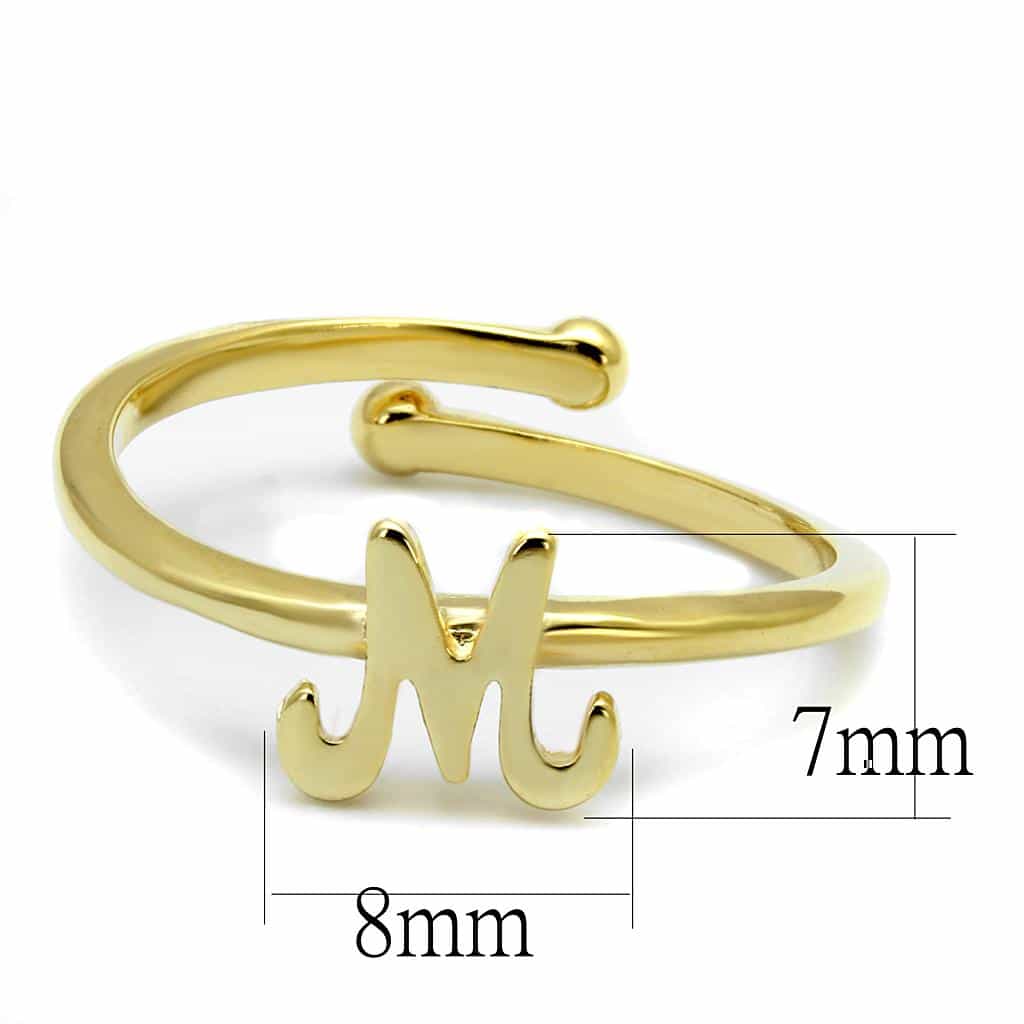 Brass Gold Script Letter M Initial Toe Ring view 2