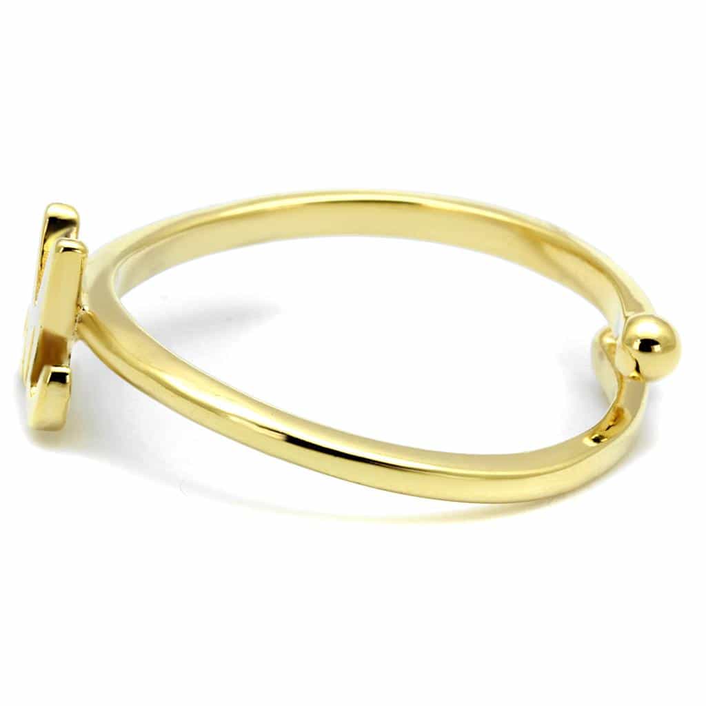 Brass Gold Script Letter M Initial Toe Ring view 3