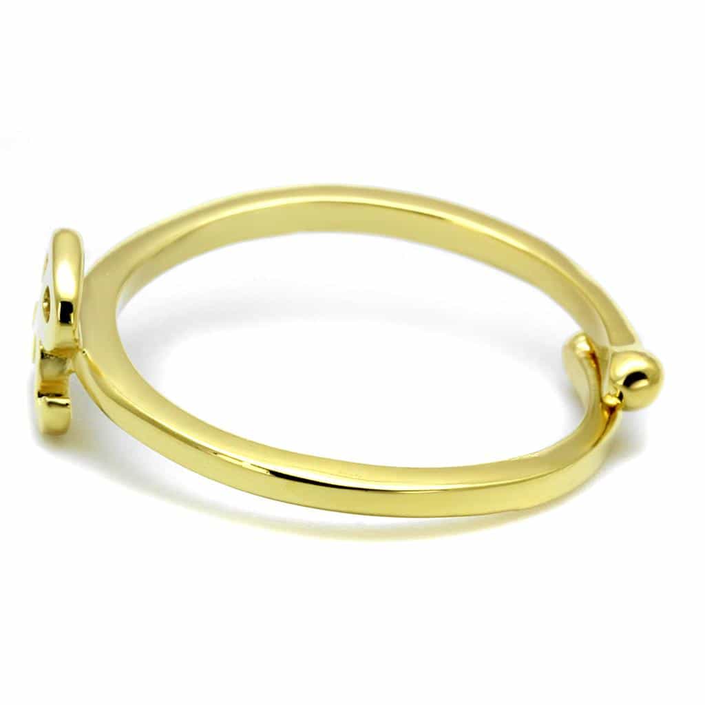Brass Gold Script Letter R Initial Toe Ring view 3