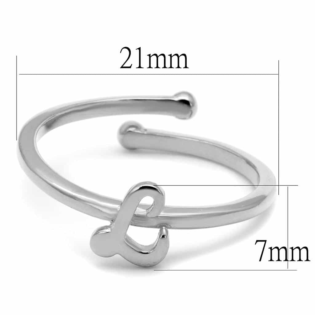Brass Silver Script Letter L Initial Toe Ring view 2