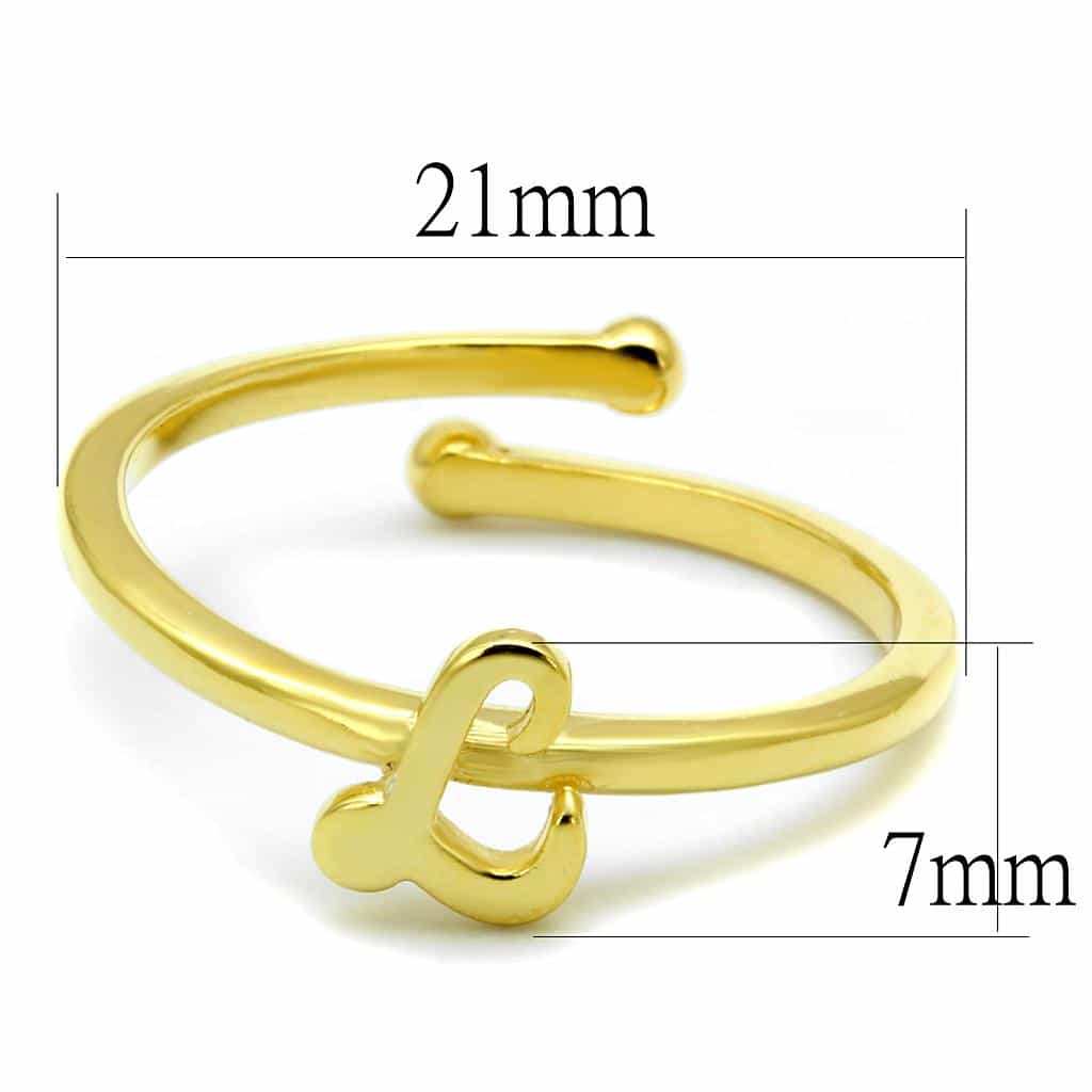 Brass Gold Script Letter L Initial Toe Ring view 2