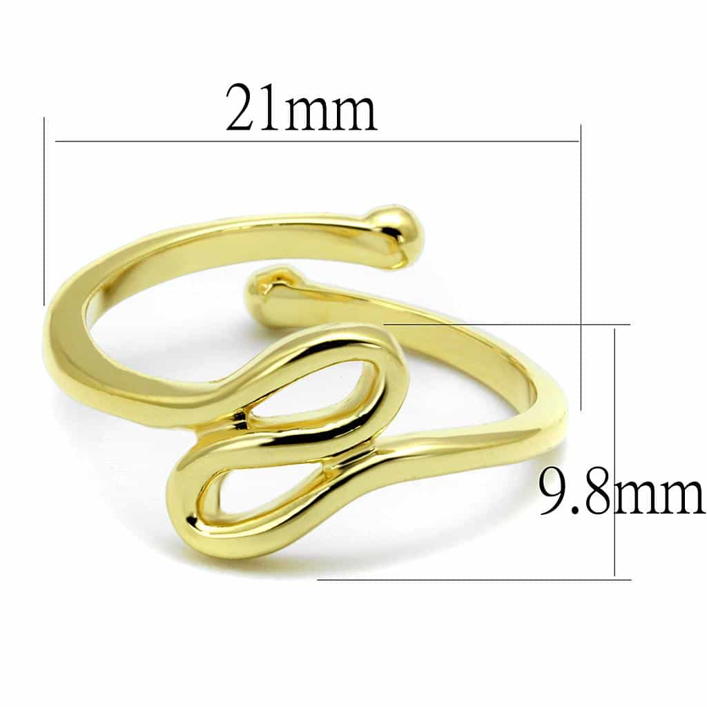 Brass Gold Script Letter E Initial Toe Ring view 2