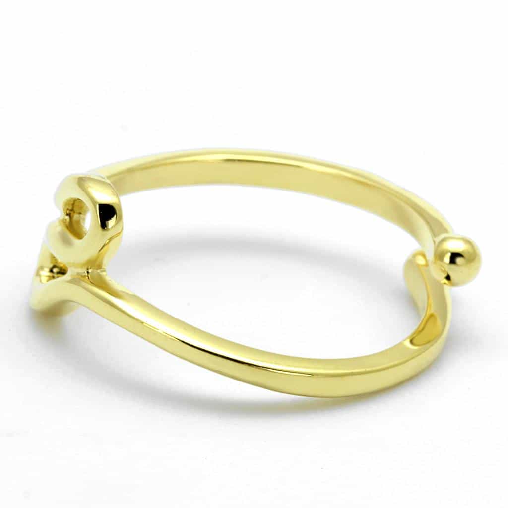 Brass Gold Script Letter E Initial Toe Ring view 3