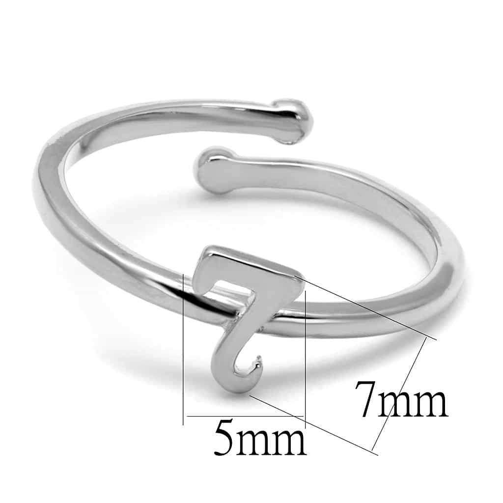 Brass Silver Script Letter T Initial Toe Ring view 2