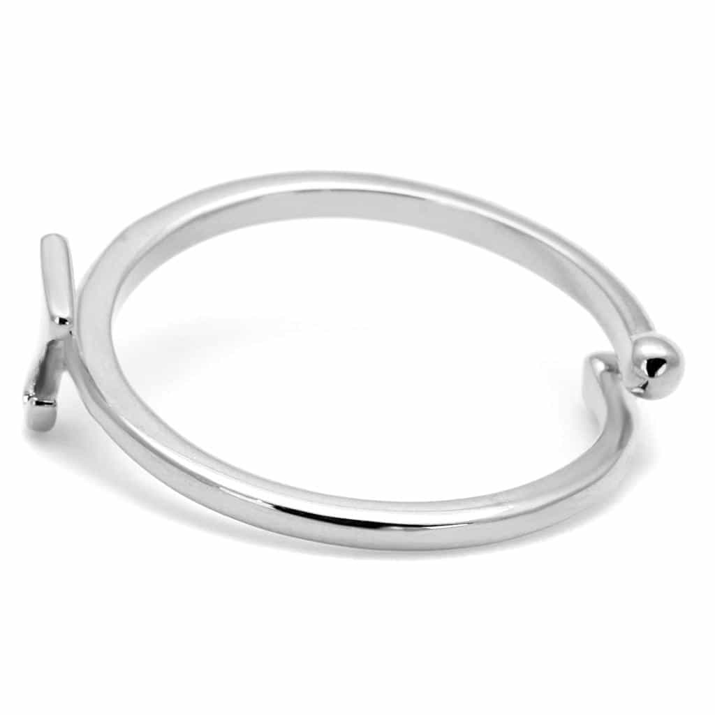 Brass Silver Script Letter T Initial Toe Ring view 3