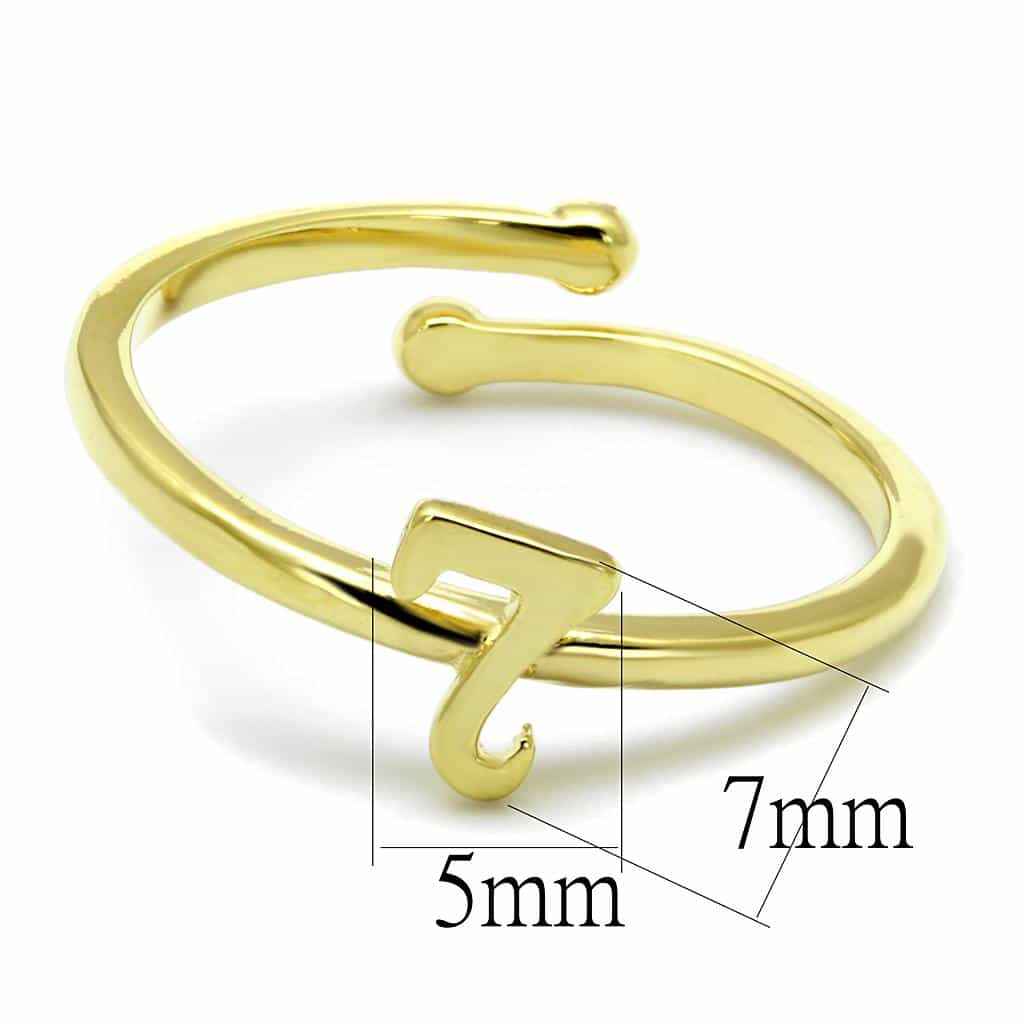 Brass Gold Script Letter T Initial Toe Ring view 2