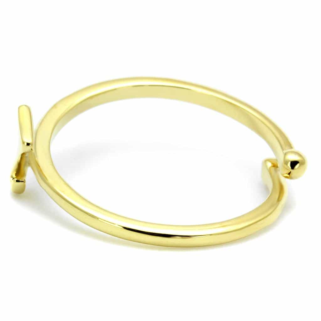 Brass Gold Script Letter T Initial Toe Ring view 3