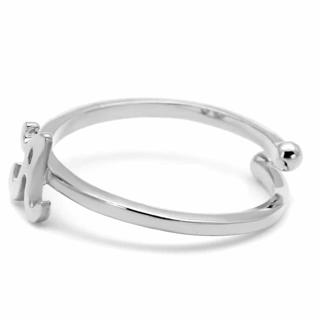Brass Silver Script Letter A Initial Toe Ring view 3