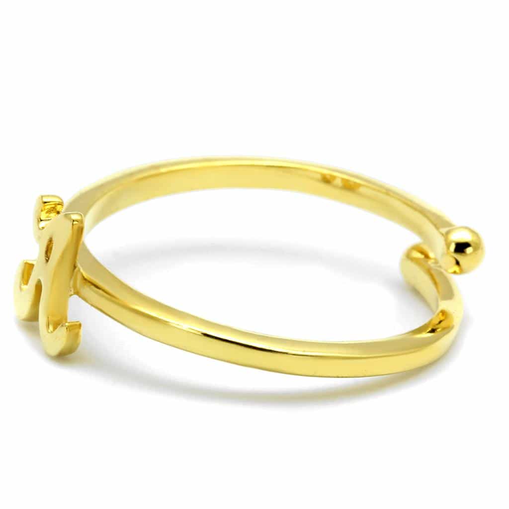Brass Gold Script Letter A Initial Toe Ring view 3