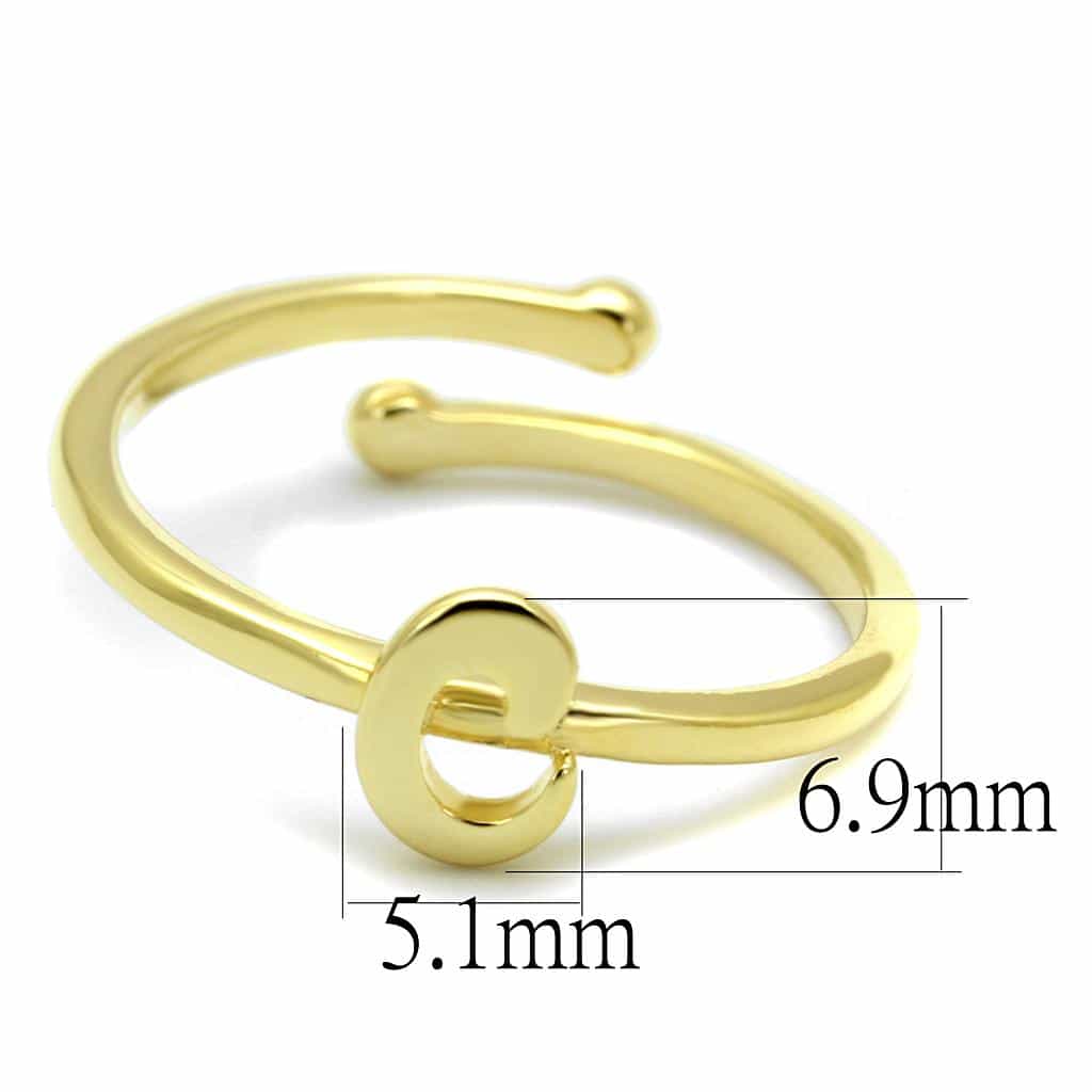 Brass Gold Script Letter C Initial Toe Ring view 2