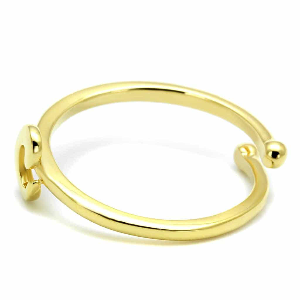 Brass Gold Script Letter C Initial Toe Ring view 3