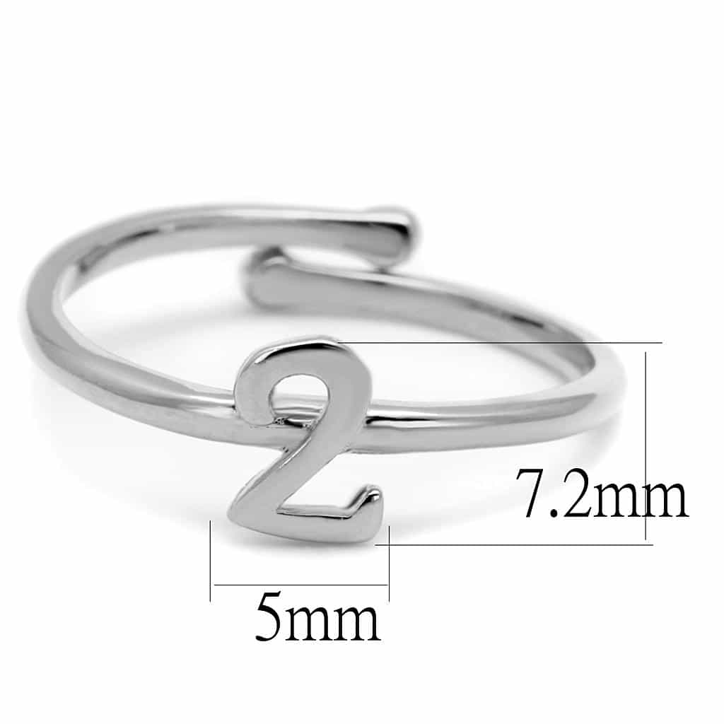 Brass Silver Script Number 2 Toe Ring | The Stainless Jewelry view 2