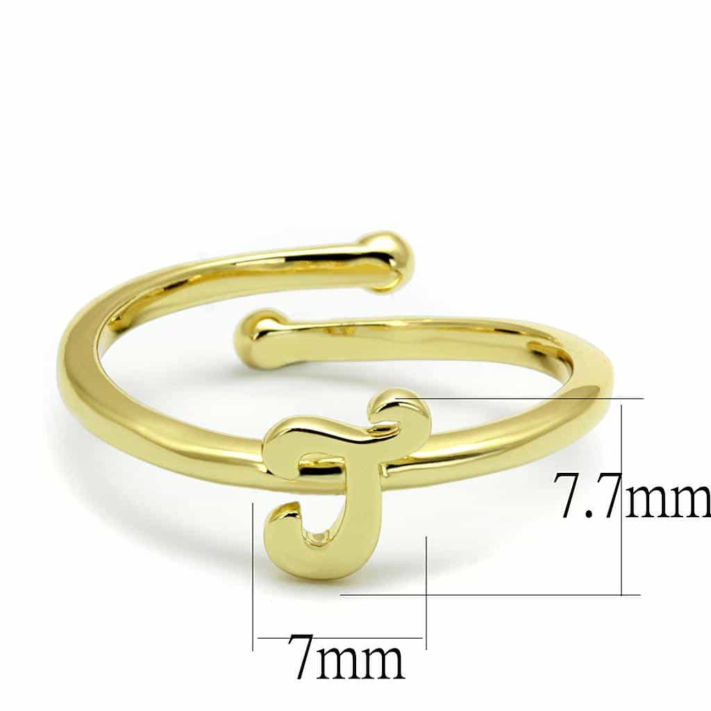 Brass Gold Script Letter J Initial Toe Ring view 2