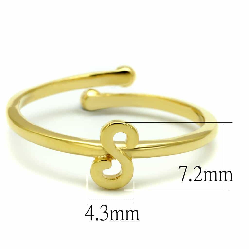 Brass Gold Script Letter S Initial Toe Ring LO4014 view 2